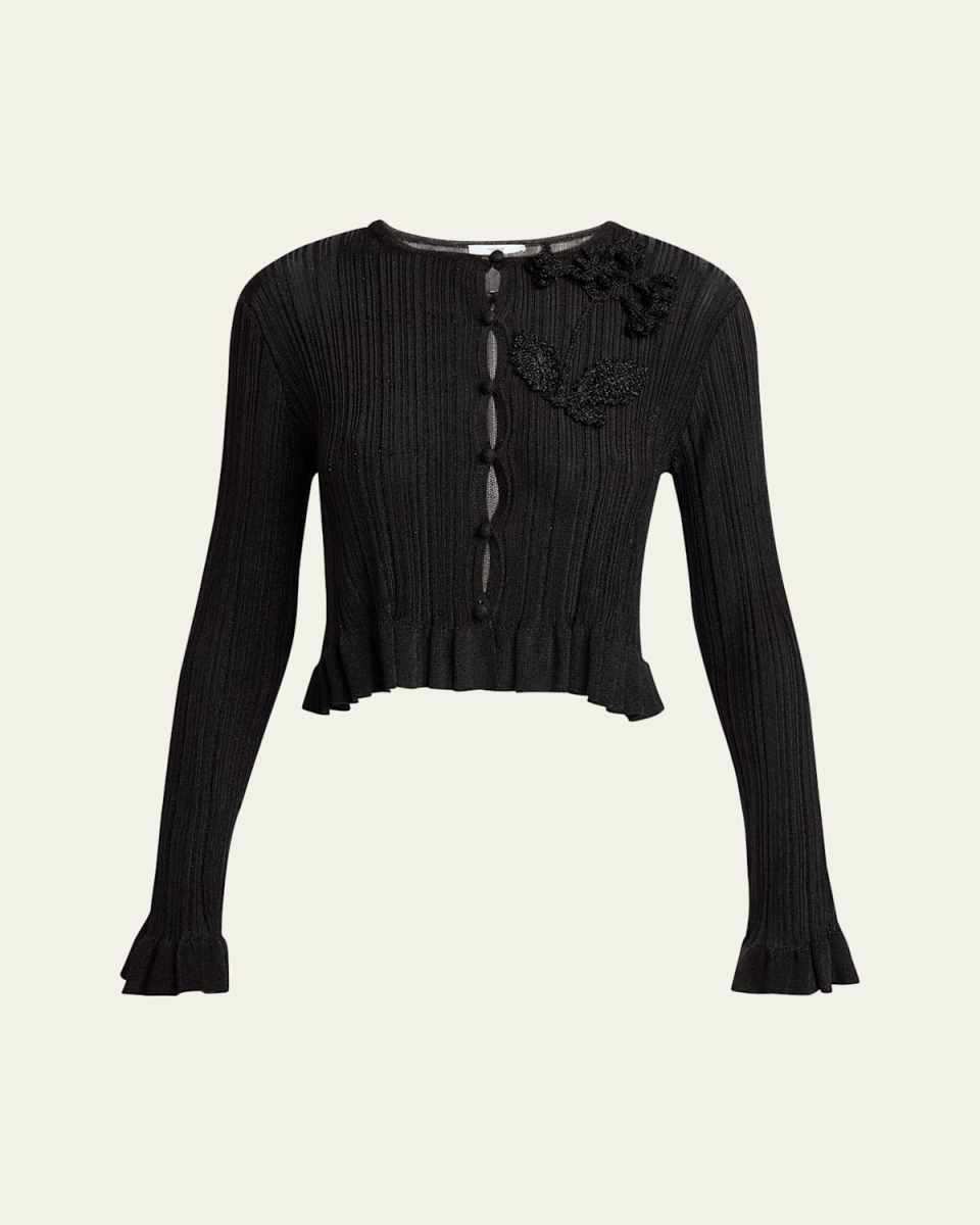 Crochet Flower Patch Plisse Cardigan